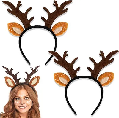 Produktbild von 2 Stück Rentier Haarreif Erwachsene Kinder,Geweih Haarreif Haarreifen Weihnachten REH Haarreif Weihnachts Accessoires Haarschmuck Weihnachten Kostüme