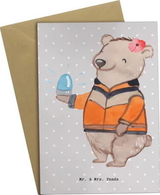Produktbild von Mr. & Mrs. Panda Glückwunschkarte Rettungssanitäterin Herz - Grau Pastell - Geschenk, hochzeitskarten, osterkarte, einladungskarten, weihnachtskarten, firmungskarte