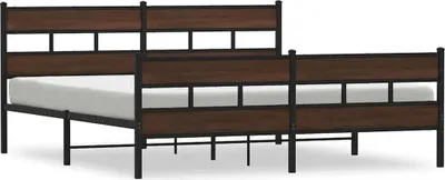 Obrázek produktu pro vidaXL Kovová postel bez matrace Hnědý dubový vzhled 200x200 cm