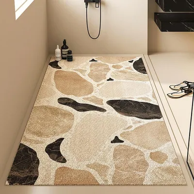 Image de Tapis antidérapant pour baignoire, 70x70 cm, en PVC, imitation pierre, antidérapant, découpable