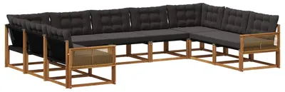 Produktbild von vidaXL Outdoor-Sofagarnitur 9 stk. Natürlich und Schwarz
