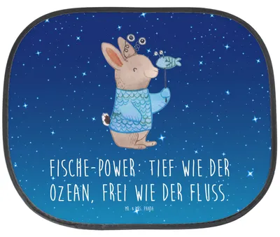 Produktbild von Mr. & Mrs. Panda Sonnenschutz Auto Fische Astrologie - Sternenhimmel Blau - Geschenk, Sternzeichen, Hitzeschutz, Autoscheibe, für Autoscheiben, kfz, Sonnenblende, Fischer