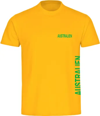 Produktbild von multifanshop Herren T-Shirt - Australien - Brust & Seite, gelb, Größe 3XL