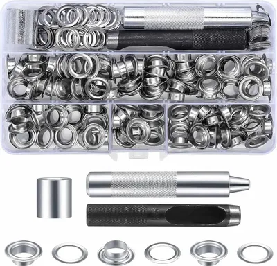 Produktbild von 100er Ösenzange Set 10mm Metall Ösen Werkzeug für Stoff Leder Planen