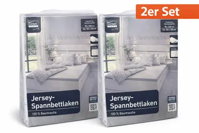 Produktbild von 2er Set Jersey-Spannbettlaken 90x200 bis 100x200 cm – 100% Baumwolle – Grau Profitieren Sie von diesem praktischen 2er Set Jersey-Spannbettlaken