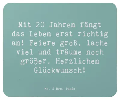 Produktbild von Mr. & Mrs. Panda Mousepad Spruch 20. Geburtstag - Meeresbrise - Geschenk, Freund, Geburtstagsgeschenk, Feiern, Zukunft, liebevoll, mousematte, mausteppich, Mouse Pad