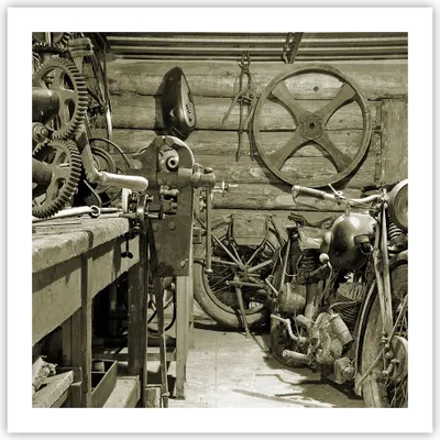 Produktbild von Poster - Poster ohne Rahmen - Werkstatt Motor - 60x60 cm - Wand Bild - Wanddeko - Wandbilder - Kunstposter - Wandposter - Bilder - Kunstdruck - Wanddekoration - Wandbild - P2XAC60x60-3519
