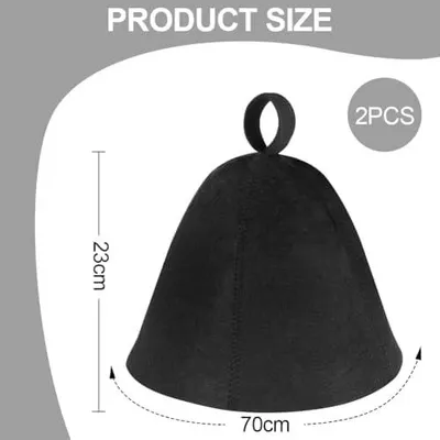 Produktbild von 2 Saunahüte aus Filz für Damen und Herren, Sauna- und Duschhauben zum Schutz vor Hitze und zur Haarpflege, schwarze Filzkappen für Saunaliebhaber