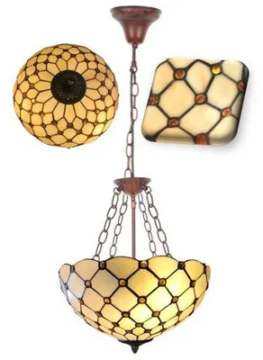 Immagine prodotto di Lampadario Tiffany HIVE con vetro colorato rovesciato per camera da letto, Ø40, 3*E27