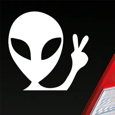 Produktbild von Auto Aufkleber XL Alien Außerirdischer Peace E.T. ET 20x20 cm Weiss Matt Sticker Heckscheibenaufkleber