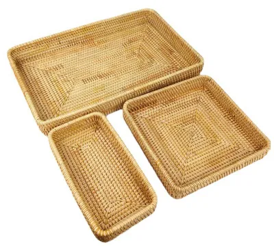 Productafbeelding van Handgeweven Rattan Dienblad Set voor Decoratie