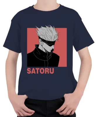 Zdjęcie produktu dla SATORU GOJO Jujutsu Kaisen Anime Aesthetics Gift Blindfold Uni Koszulka dziecięca, Granatowy, 140