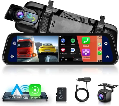 Produktbild von Dashcam – Rückspiegelkamera – Autokamera – Recorder – Dashcam für Auto – 9,66 Zoll IPS-Touchscreen