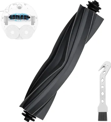 A robotic vacuum cleaner brush and a cleaning tool on a white background.