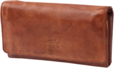 Produktbild von Bear Design Portemonnaie Damen Geldbörse Leder 12 Kartenfächer Geldbeutel 17x9cm cognac braun CL9918-cognac