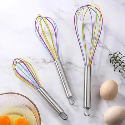 Obrázek produktu pro Ruční mixér na šlehání vajec z nerezové oceli se silikonovou metlou