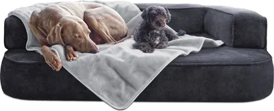 Produktbild von tierlando® Hundedecke LILLY Flauschige Haustier-, Welpen-, Katzen-, Plüschdecke - Größe: 150x100cm | Farbe: 43 Hellgrau