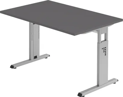 Produktbild von bümö Schreibtisch Serie-O - Gestell: Silber, Größe:  120 x 80 cm, Nachbildung: Graphit