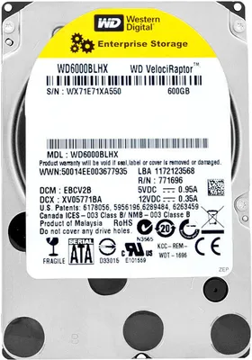 Produktbild von Festplatte WD 600GB VelociRaptor WD6000BLHX 32Mb Cache 10 000Rpm Sata3 2,5" Zoll