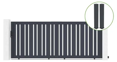 Produktbild von Schiebetor 3,5 m VEYMONT H.140 cm graues Aluminium + 2 Pfosten 20 x 20 cm H. 166