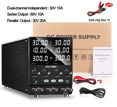 Immagine prodotto di Alimentatore da laboratorio per corrente continua - SPS-C3010 - 30V 10A - Tensione e corrente regolabili - Doppio canale - Display digitale