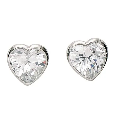 Produktbild von Miamar 01.1163 Damen Ohrstecker Herz Silber Zirkonia weiß