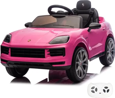 Immagine prodotto di Auto elettrica per bambini Porsche Cayenne 12 V (1–5 anni) – Con licenza ufficiale, telecomando, pneumatici in EVA e avvio graduale – Veicolo elettrico per bambini – Rosa