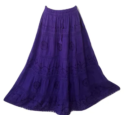 Immagine prodotto di Doorwaytofashion: gonna lunga da donna, in cotone, a lunghezza intera, ricamata, stile bohémien