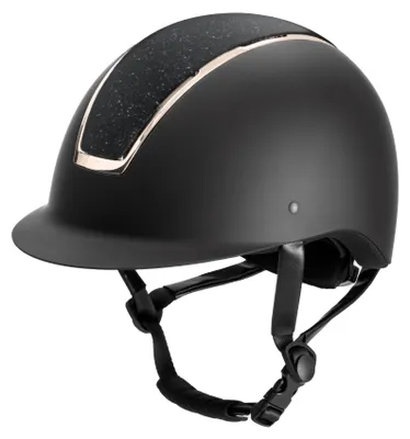 Produktbild von USG Reithelm Comfort Jewel black mit schwarzem Glitzer und roségoldenem Frame, Größe:S (52-54)