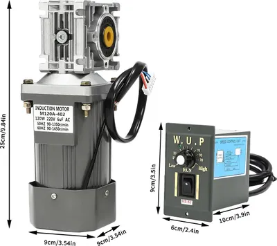Produktbild von M120A-401 Getriebemotor - Schneckengetriebemotor 120W 220V AC - Reversierbar - Drehzahlregelung - Übersetzung 30:1 - Doppelte Kugellager - Schwarz