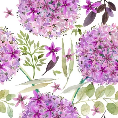 Produktbild von 20 Servietten Purple Vintage Flowers - Lila Blütenballen 33x33cm