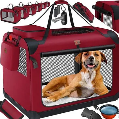 Produktbild von Famanu Hunde-Transportbox XXL - Faltbar mit Futterstation und 45 Kotbeuteln