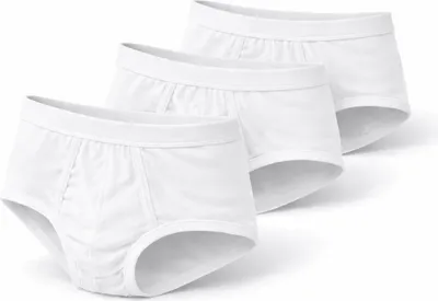 Immagine prodotto di Slip da uomo, confezione da 3, 100% cotone, senza elastico, traspiranti, comodi, delicati sulla pelle, bianchi/XL