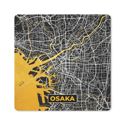 Produktbild von MuchoWow® Mauspad Mousepad Gold - Osaka - Stadtplan - Karte 30x30 cm - Mousepads - Maus Mat - Pad - Mausunterlage - Gaming