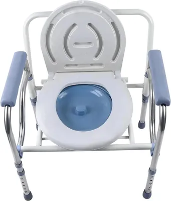 Immagine prodotto di Sedia da bagno per anziani - Sedia da notte - Pieghevole - Struttura in acciaio inossidabile - Con vaschetta raccoglitore - Altezza fissa - Argento