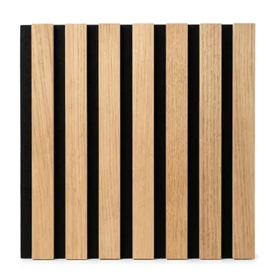 Produktbild von Lamelldekor 30x30 cm - Set 12 Stück (1,08 m²) - MDF-Paneele - Wandverkleidung - Eichenholz - EICHE GOLD SLIM, KI-generiertes Bild