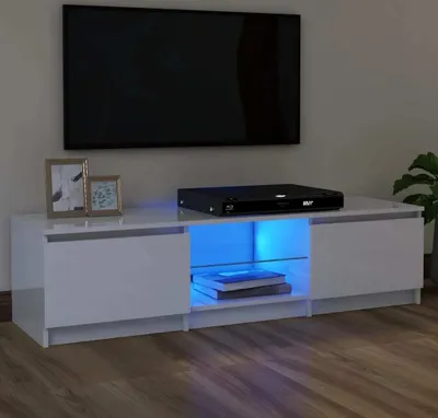 Produktbild von Möbel TV-Schrank mit LED-Leuchten Hochglanz-Weiß 120x30x35,5 cm - TV-Lowboard 804289