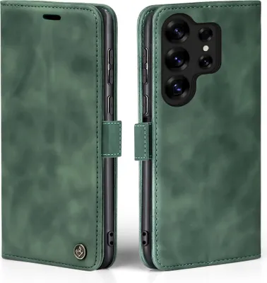 Produktbild von Handy Hülle für Samsung Galaxy S25 Ultra Klapphülle Bookcase Flip Cover Handy Tasche Etui Farbe: Grün