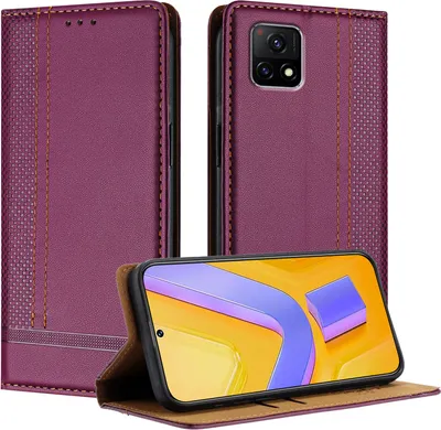 Produktbild von Handyhülle für Vivo Y52S 5G Leder Flip Klappbare Schutzhülle mit Standfunktion Lila