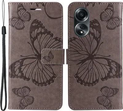 Produktbild von OPPO A58 Hülle - Coverup Schmetterlinge Klapphülle - Taupe Grau