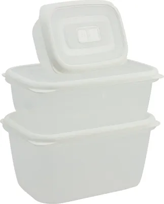 Produktbild von com-four® 3-teiliges Vorratsdosen-Set aus Kunststoff, quadratisch mit Deckel, in 3 verschiedenen Größen für Camping oder Picknick - für Obst, Gemüse, Snack