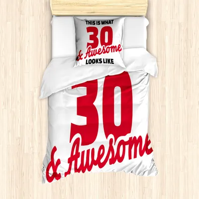 Produktbild von ABAKUHAUS 30. Geburtstag Mantele, Motivation Wörter, Milbensicher Allergiker geeignet mit Kissenbezügen, 135 cm x 200 cm - 80 x 80 cm, Rot Schwarz-Weiß