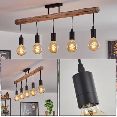Produktbild von Tubione moderne Deckenlampe aus Holz/Metall in Natur/Schwarz