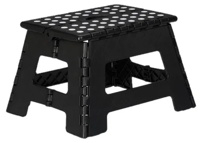 Image de Tabouret pliant Relaxdays, tabouret de camping, tabouret de salle de bain pour enfants, jusqu'à 150 kg, plastique, dimensions : 22 x 35 x 28 cm, noir