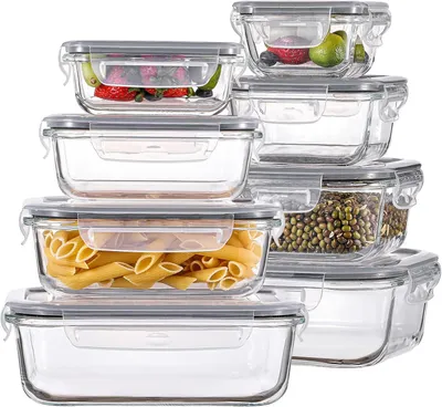 Produktbild von Frischhaltedose Glasbehälter mit Deckel Frischhaltedosen Set Vorratsdosen mit 8 Größen,Auslaufsicher,geruchsfrei,lebensmittelecht,mikrowellengeeignet