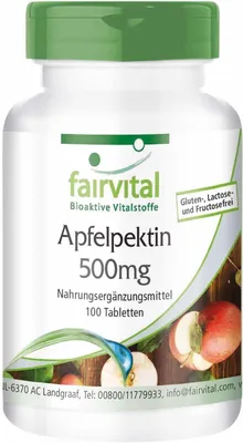Zdjęcie produktu dla Suplement diety wspomagający trawienie Fairvital Apfelpektin 500mg, 100 kapsułek