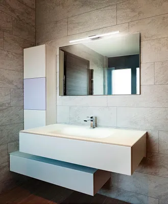 Image de Applique Led Murale Série 6330, Métal Chrome Poli, 14W 1540Lm, Lumière Naturelle 4000K, Design Moderne Pour Salle De Bain Et Miroir - Perenz
