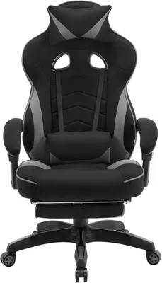 Produktbild von WOLTU Gaming Stuhl Racing Stuhl Bürostuhl Chefsessel mit Kopfstütze und Lendenkissen, Fußstütze, Stoff, Grau, BS83gr