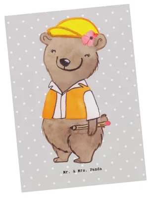 Produktbild von Mr. & Mrs. Panda Postkarte Bauingenieurin Herz - Grau Pastell - Geschenk, Studium, bildkarte, Grußkarte, Fotokarte, Ansichtskarten, Baustelle, Postkarten