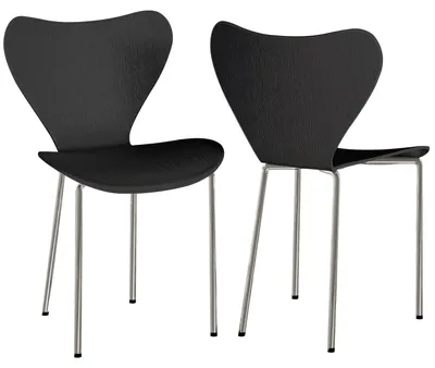 Image de Ensemble de 2 chaises de salle à manger avec dossier – Polypropylène noir avec pieds chromés – Style élégant